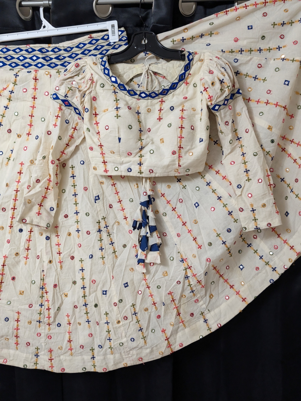Cream Embroidered Chaniya Choli